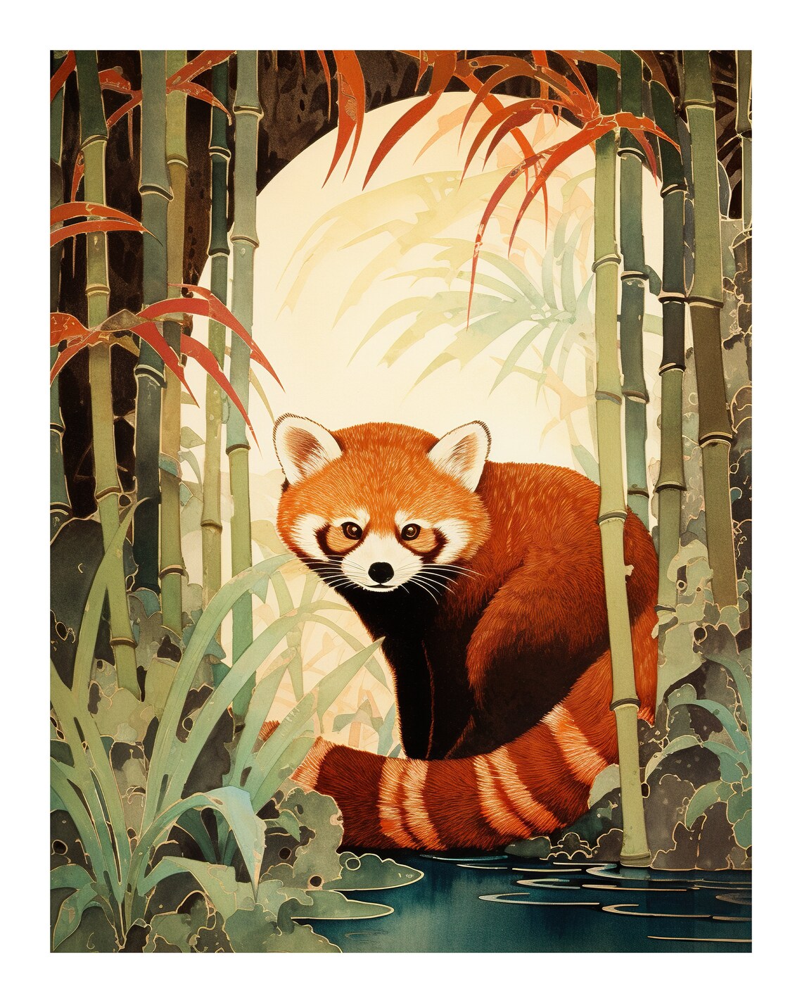 Red Panda Vintage Illustration, Kids Decor Art Print - Image 2