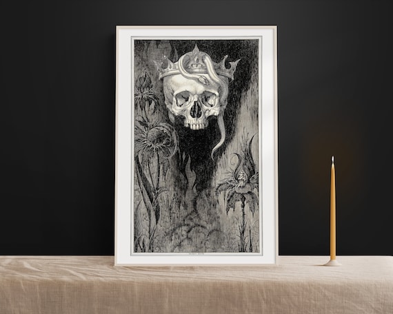 Crowned Skull With a Snake Henry Keen Gothic Engraving Art Poster
