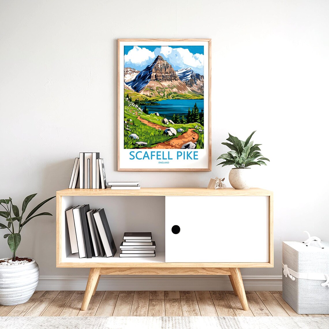 Scafell Pike England Snow Capped Summit Trail to Blue Lake Poster - Image 2