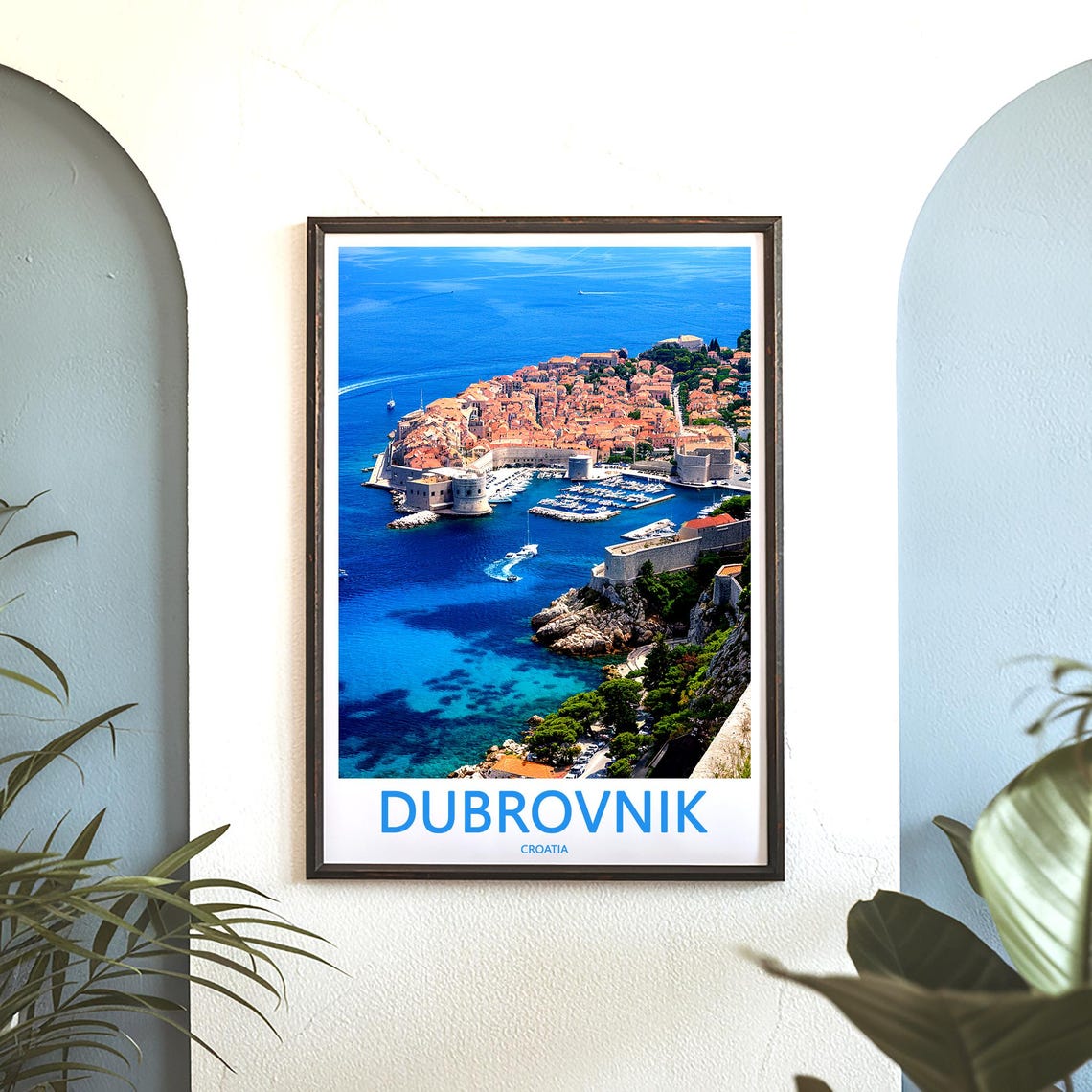 Dubrovnik Croatia Old Town Aerial Panorama Deep Blue Sea Poster - Image 3