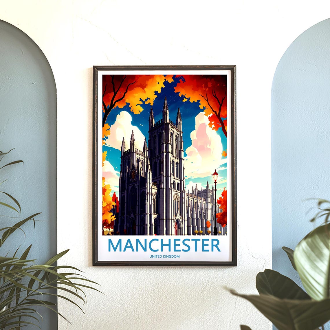 Manchester United Kingdom Gothic Cathedral Autumn Dusk Poster - Image 3