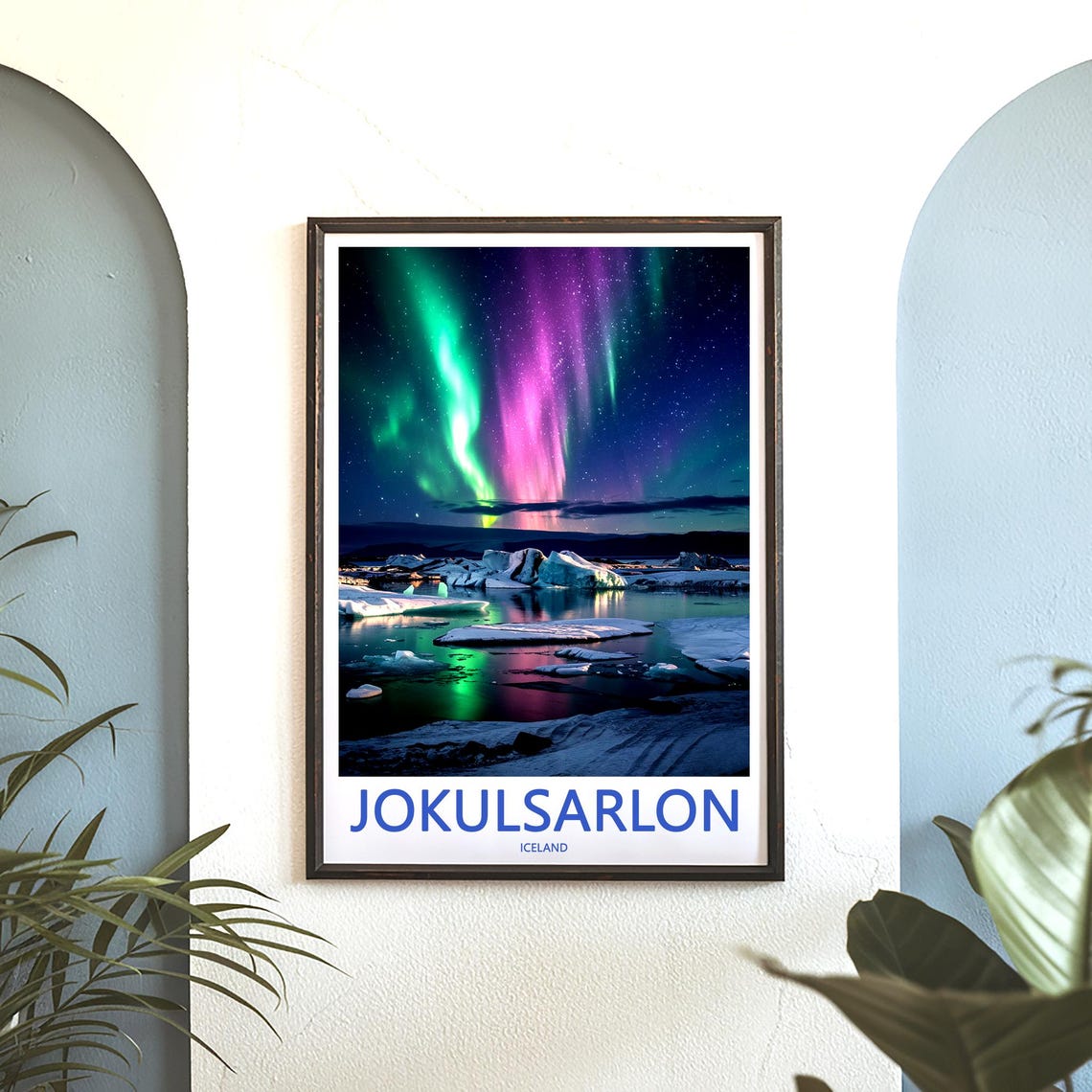 Jokusarlon Iceland Northern Lights Over Glacier Lagoon Photo Poster - Image 3