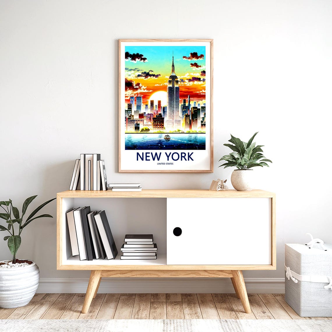 Manhattan Skyline at Sunset with a Hudson River Ferry Boat Poster - Image 2