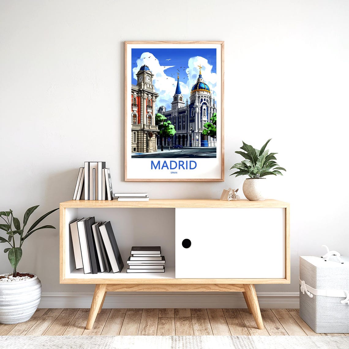 Madrid Gran Via Blue Domed Palace Sunny Morning Stroll Poster - Image 2