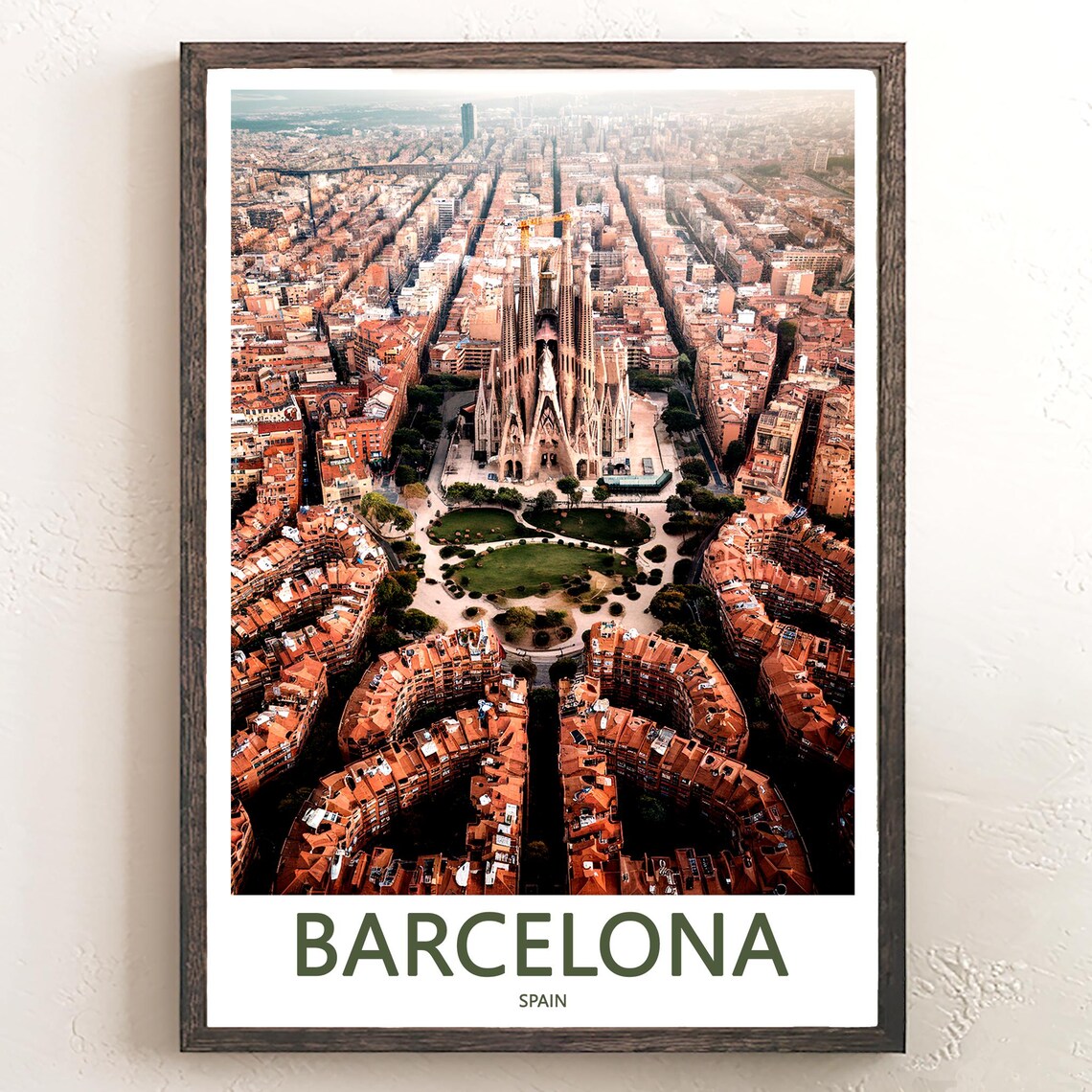 Barcelona Sagrada Família Warm Aerial Cityscape Photo Poster