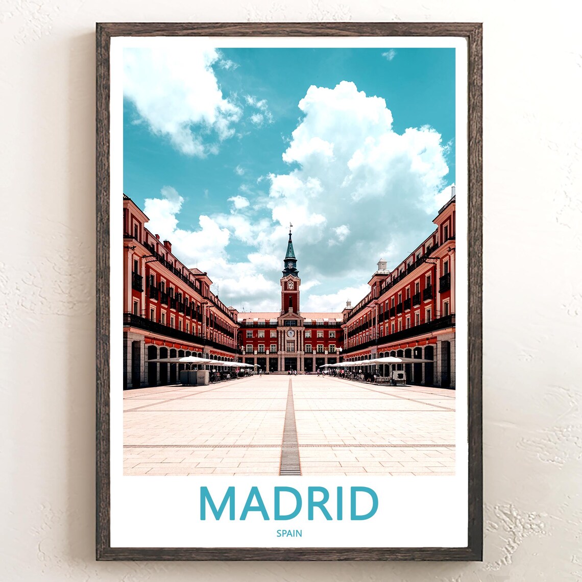 Madrid Plaza Mayor Symmetric Arcade Courtyard View Art Poster
