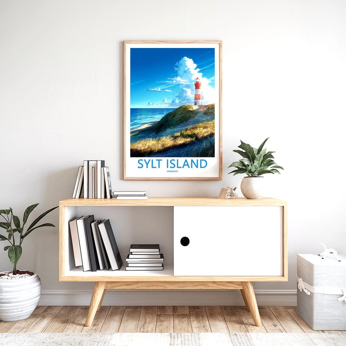 Sylt Island Germany Lighthouse Above Dunes and Beach Travel Poster - Image 2
