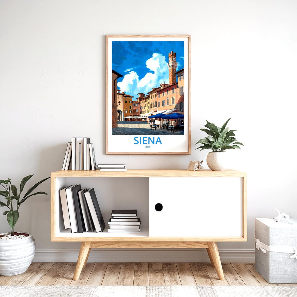 Siena Italy Piazza del Campo Cafe Umbrellas Clock Tower Poster - Image 2