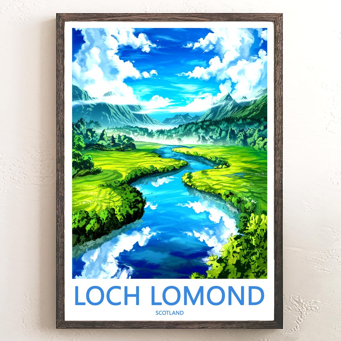 Loch Lomond Scotland Winding River Green Valley Vista Poster