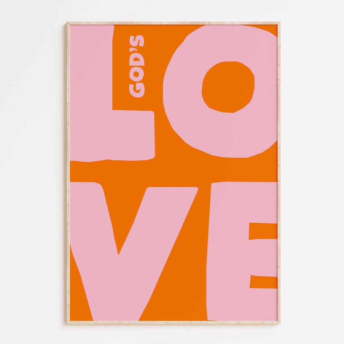 Gods Love Bold Pink And Orange Typography Christian Wall Decor Poster