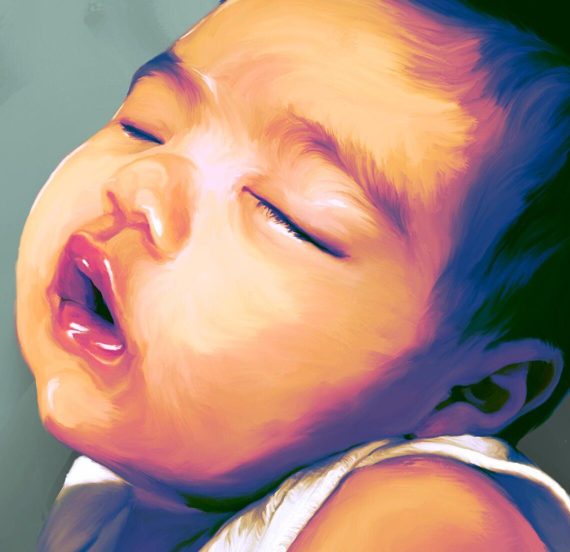 Custom Baby Portrait From Photo Hand Painted Digital Style Poster - Image 4