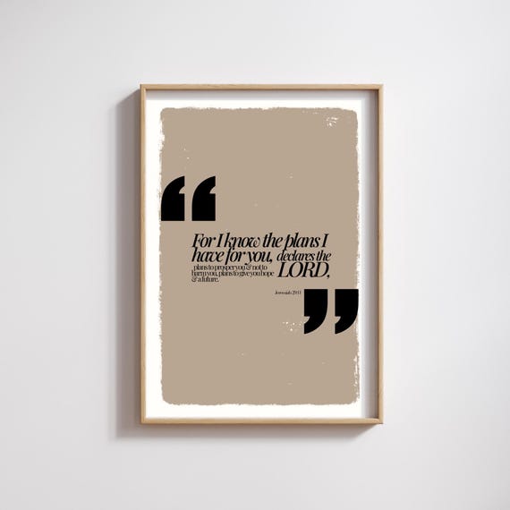 For I Know The Plans Bible Verse Wall Art Typography Encouragement Affirmation Poster Christian Quote Design Scripture Jesus