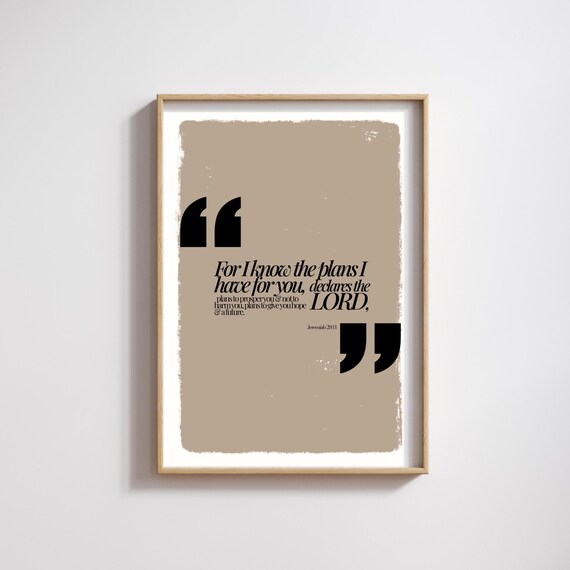 Jeremiah 29:11 For I Know The Plans Hope And Future Faith Poster