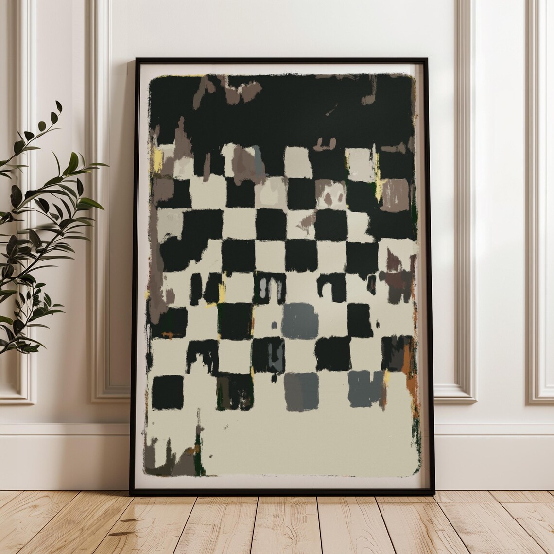 Vintage Chess Board Abstract Art Print, Chess Lovers