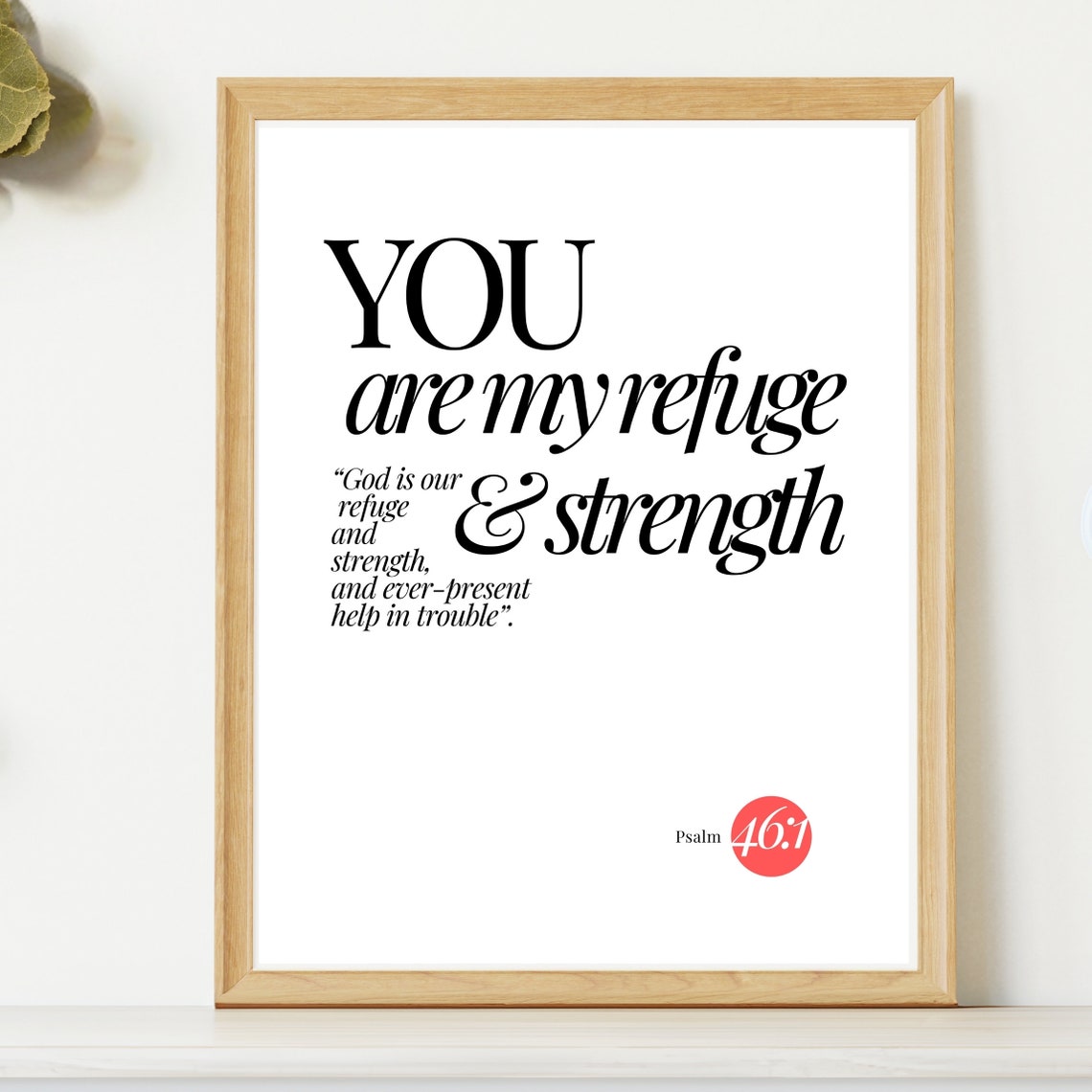 God Is My Refuge Strength Bible Verse Wall Art Typography Encouragement Affirmation Poster Christian Quote Design Scripture Jesus Print - Image 3