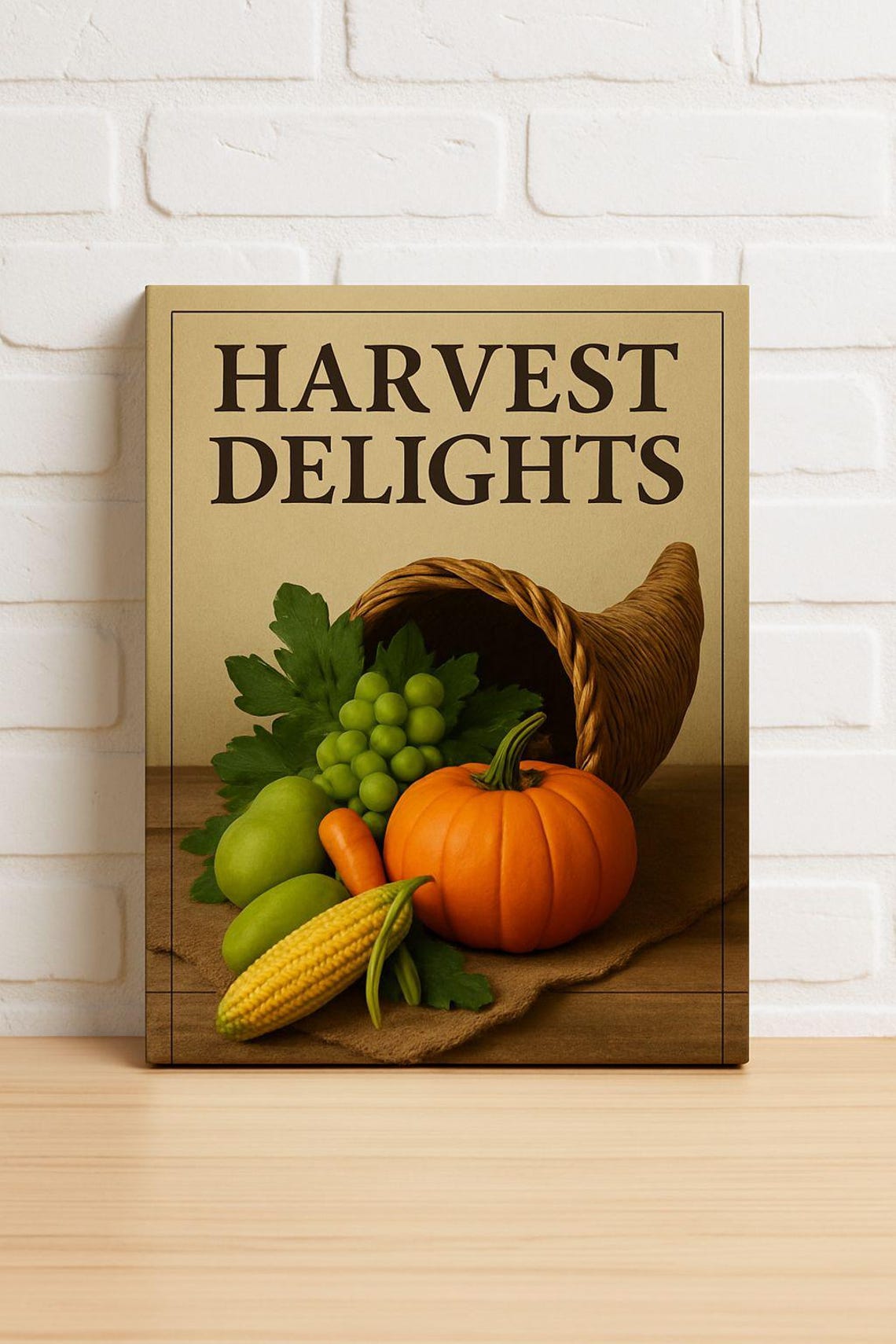 Harvest Delights Cornucopia Pumpkin Autumn Thanksgiving Poster