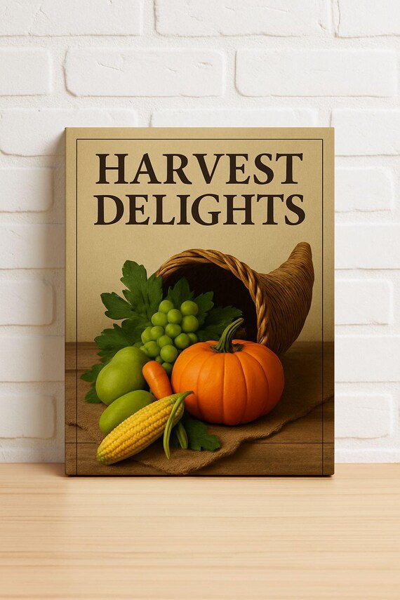 Harvest Delights Cornucopia Pumpkin Autumn Thanksgiving Poster