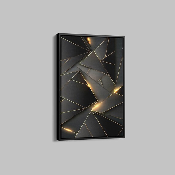 Natural Luxury Black And Gold Abstract Painting Wall Art Large Wall Abstract Painting
