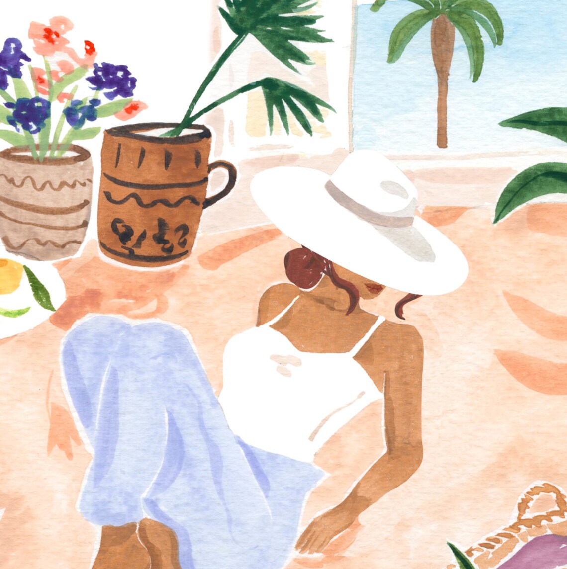Woman Sitting By The Window Art Print, Tropical Portrait - Image 3