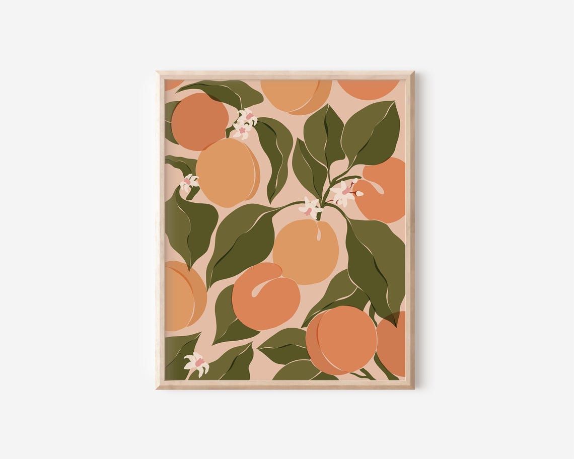 Apricot Branch Botanical Illustration Blush Kitchen Decor Poster - Image 2