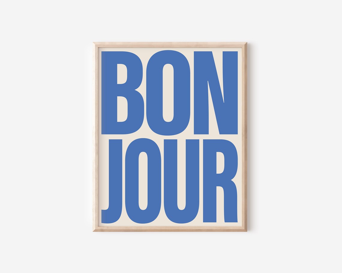 Bonjour Typography Poster, Retro French Wall Print - Image 2