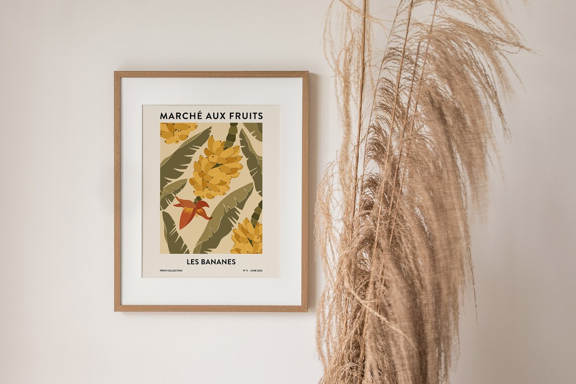 Bananas Fruit Market Abstract Botanical Art Print - Image 2