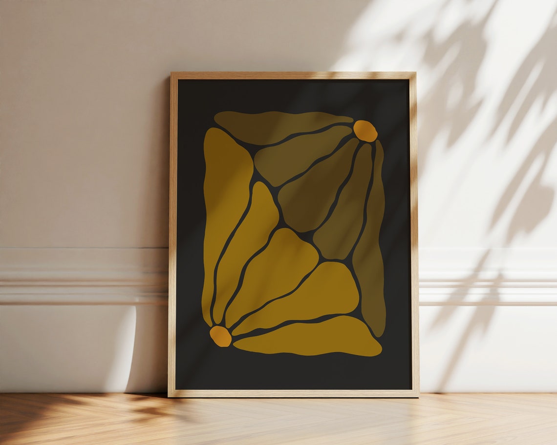 Natural Olive Botanical Abstract Warm Amber Dots Dark Poster