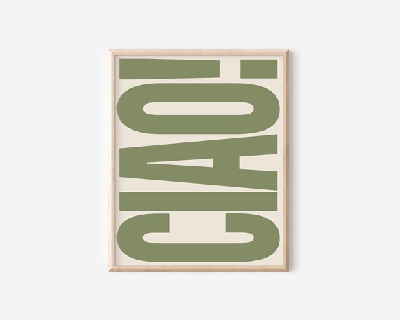 Ciao Typography Poster, Italian Retro Travel Art