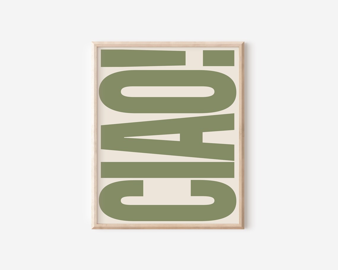 Ciao Typography Poster, Italian Retro Travel Art