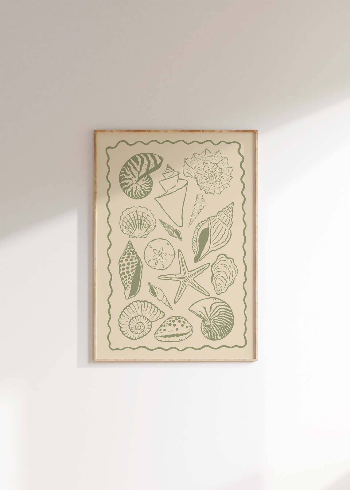 Seashells Line Art Coastal Art Print, Boho