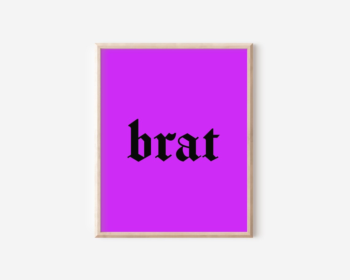 Brat Bold Black Blackletter Trendy Typography Magenta Poster