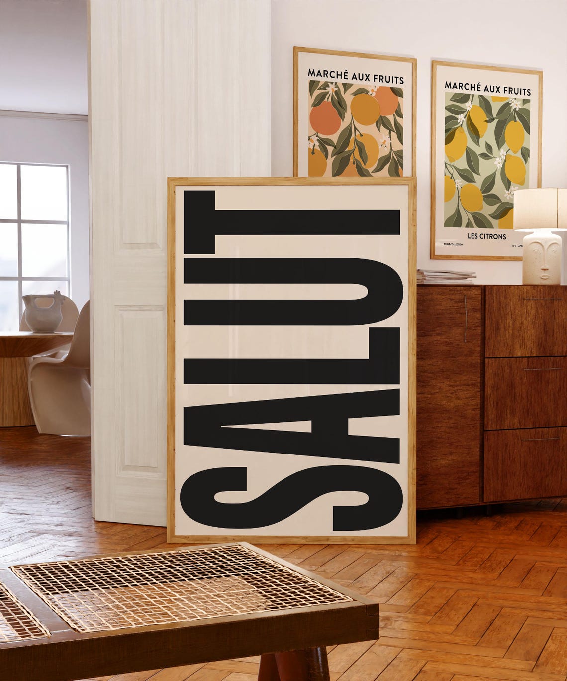 Salut Bold Black on Cream French Greeting Typography Wall Decor Poster - Image 2