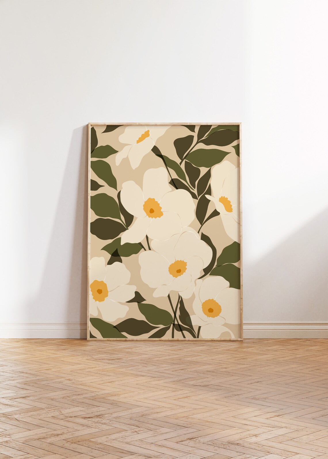 Wild White Roses Abstract Botanical Wall Art Print - Image 2