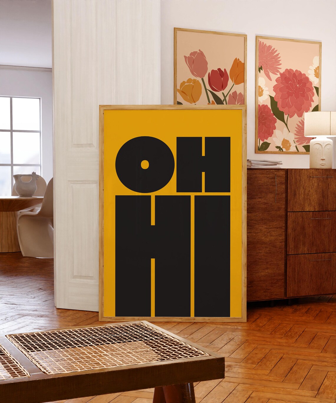 Oh Hi Black Yellow Bold Typography Fun Modern Gallery Wall Poster - Image 2