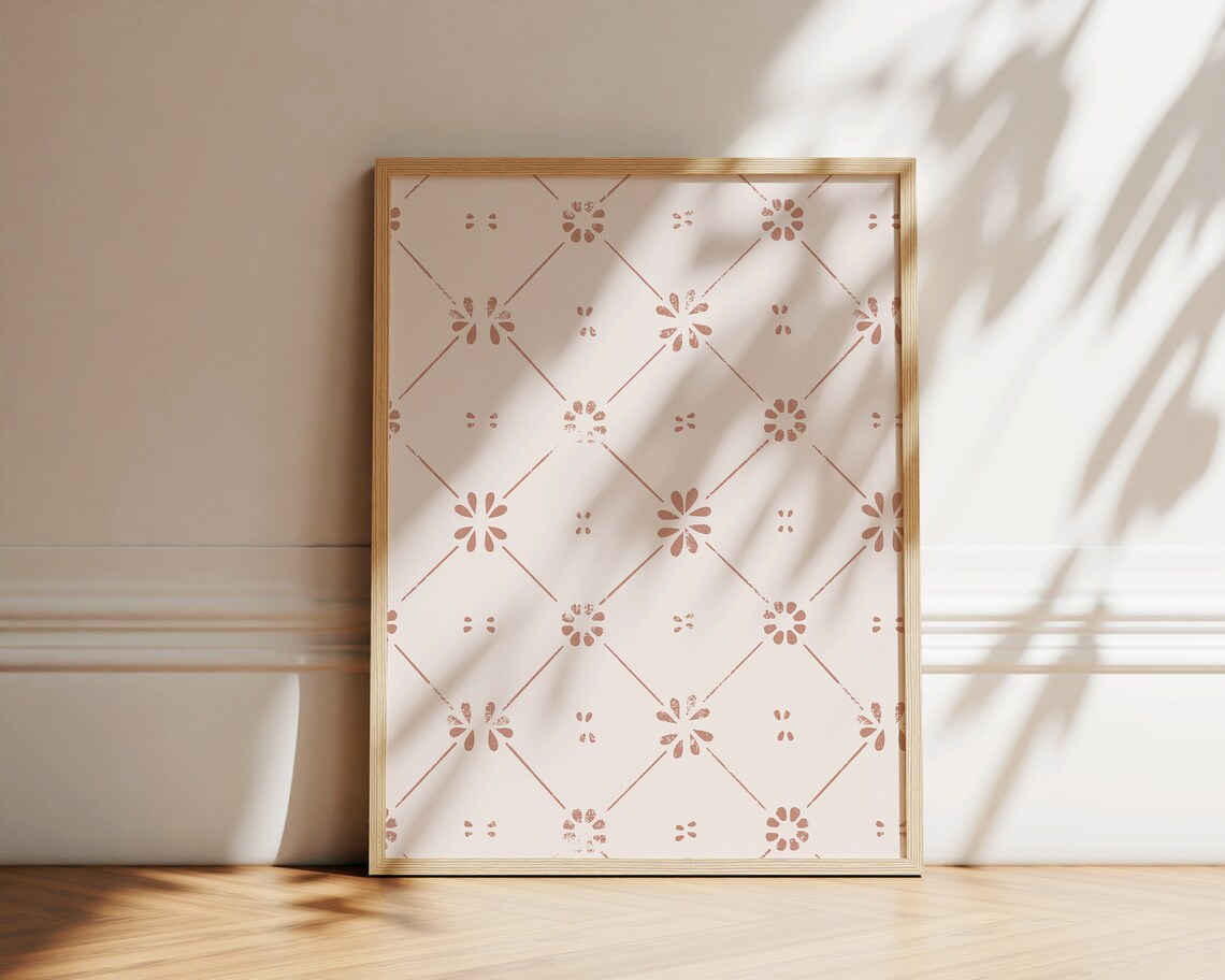 Boho Block Print Pattern Art Print, Modern Pattern