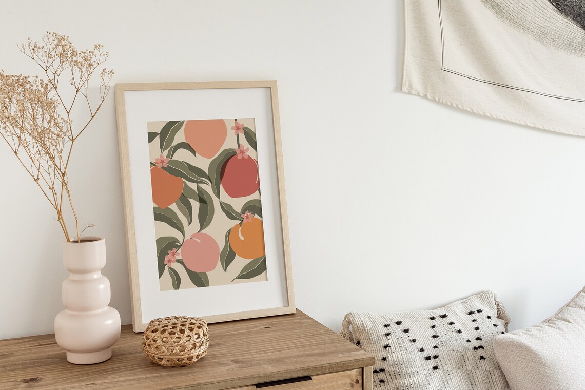 Peaches Print, Boho Botanical Kitchen Art - Image 2
