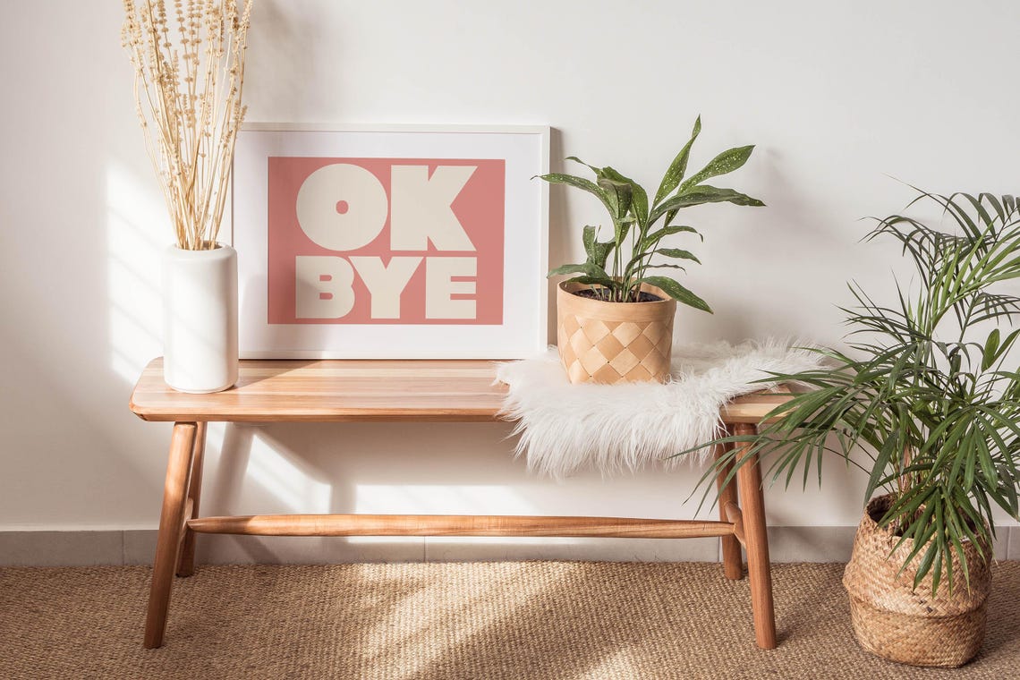 Ok Bye Cream Bold Typography Pink Fun Modern Gallery Wall Poster - Image 3