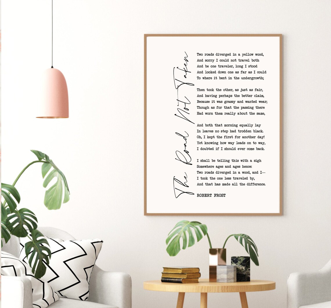 The Road Not Taken Robert Frost Poem Minimalist Literary Wall Poster - Image 3