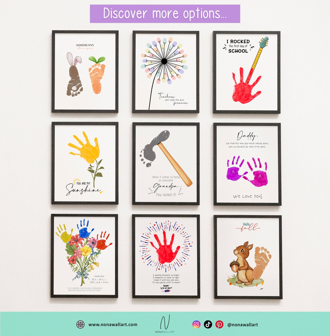 I Rocked 100 Days of School Handprint Guitar Kids Craft Poster - Image 2