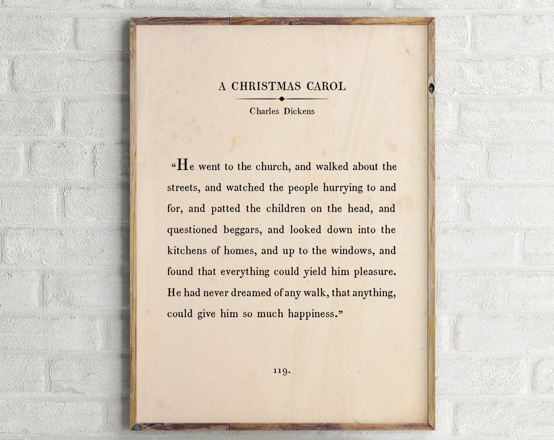 Charles Dickens A Christmas Carol Book Page Quote Vintage Poster