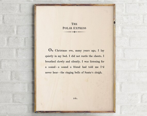 The Polar Express Book Page Opening Lines Vintage Christmas Poster
