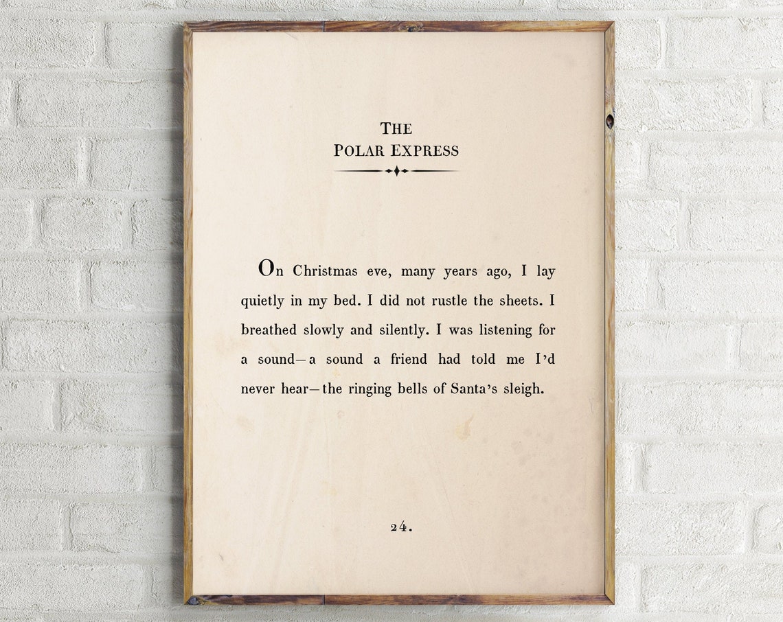 The Polar Express Book Page Opening Lines Vintage Christmas Poster