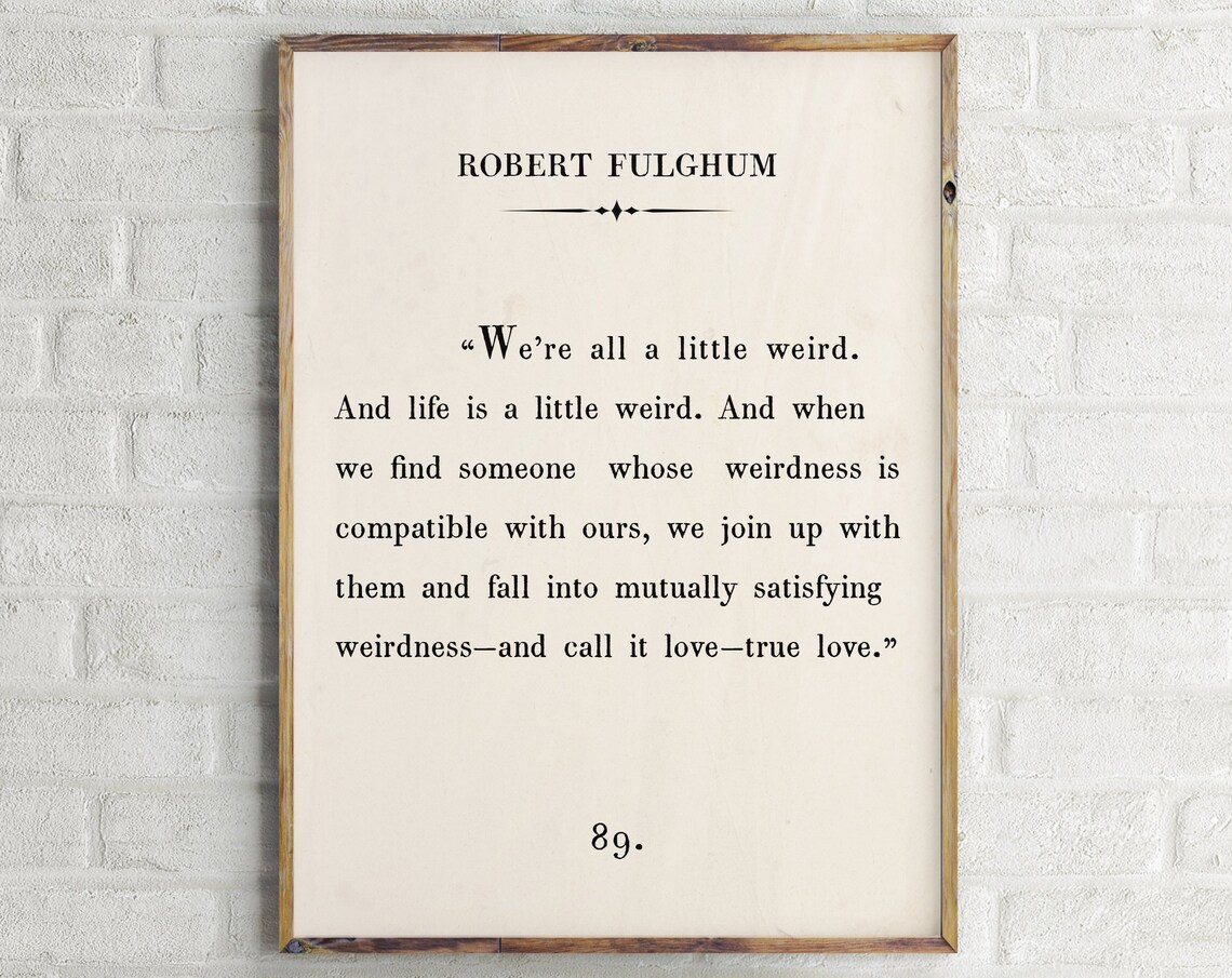 Robert Fulghum Quote Print, Vintage Book Page Poster