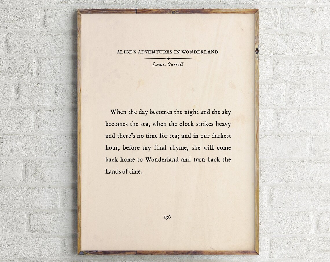 Alice's Adventures in Wonderland Book Passage Poster Print