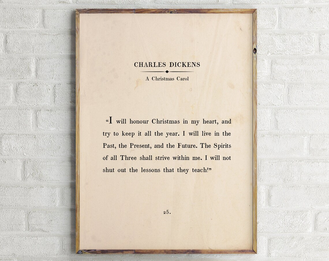 I Will Honour Christmas In My Heart Dickens Carol Book Page Print