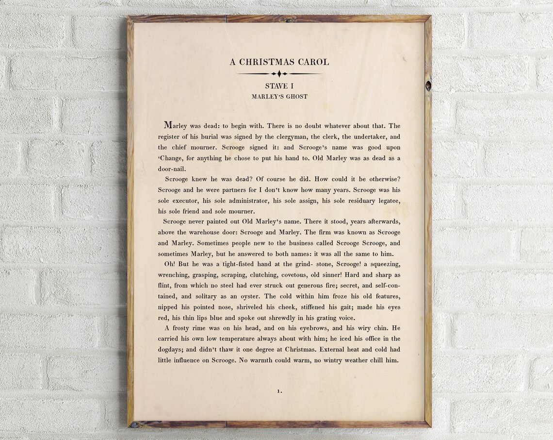 A Christmas Carol Charles Dickens Marley Was Dead Book Poster