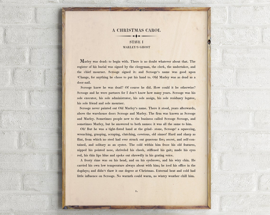 A Christmas Carol Stave I Marleys Ghost Dickens Book Art Poster