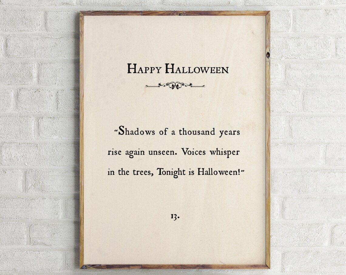 Happy Halloween Vintage Book Page Poem Spooky Holiday Poster