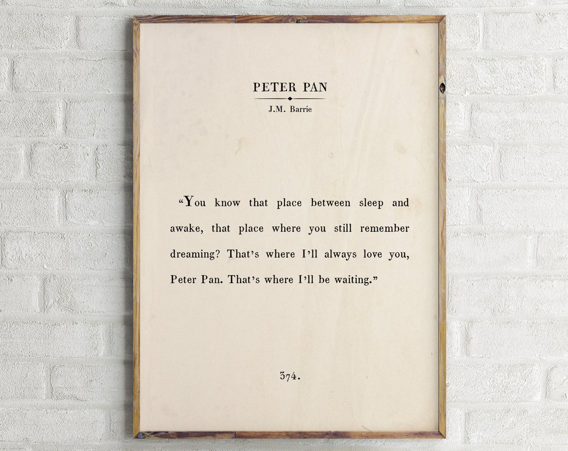 Peter Pan Vintage Book Page Art Print