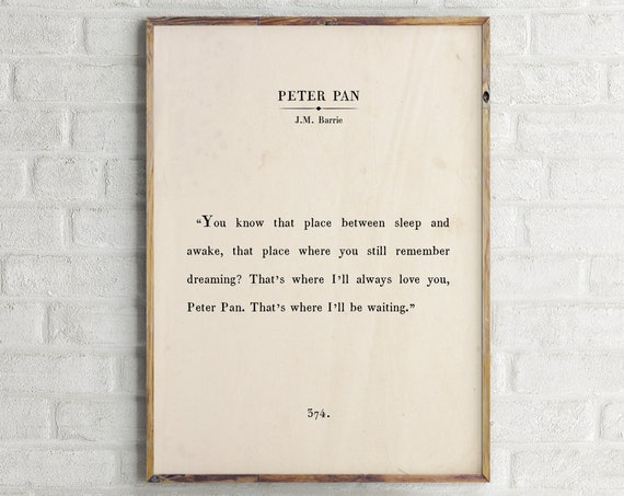Peter Pan Vintage Book Page Art Print
